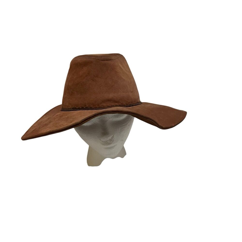 Kids Faux Leather Brown Cowboy Hat Dress Up Cosplay Western Boho One Size Youth